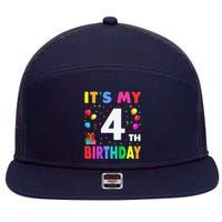 ItS My 4th Birthday 4 Four Happy Birthday 7 Panel Mesh Trucker Snapback Hat