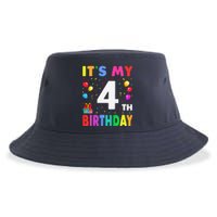 ItS My 4th Birthday 4 Four Happy Birthday Sustainable Bucket Hat