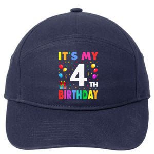 ItS My 4th Birthday 4 Four Happy Birthday 7-Panel Snapback Hat