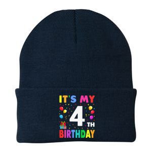 ItS My 4th Birthday 4 Four Happy Birthday Knit Cap Winter Beanie