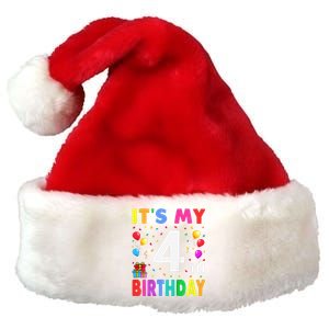 ItS My 4th Birthday 4 Four Happy Birthday Premium Christmas Santa Hat