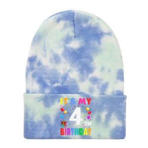 ItS My 4th Birthday 4 Four Happy Birthday Tie Dye 12in Knit Beanie