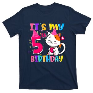 It's My 5th Birthday Gifts 5 Year Old Girl Funny Cat Lover T-Shirt