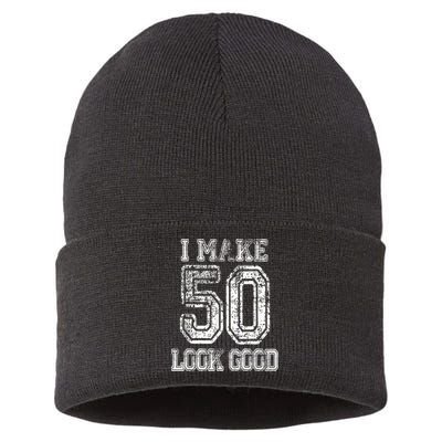 I Make 50 Look Good  50th Birthday Gift For M.e.n.s WoM.e.n.s Sustainable Knit Beanie