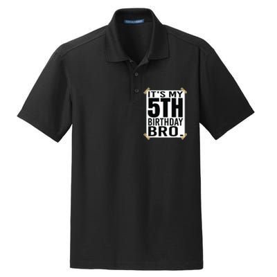 It's My 5nd Birthday Bro Fifth Birthday Party Boys Girls Dry Zone Grid Polo