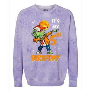 Its My 5th Birthday Dabbing Zombie Halloween Costume Colorblast Crewneck Sweatshirt