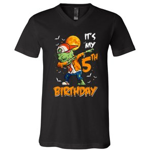 Its My 5th Birthday Dabbing Zombie Halloween Costume V-Neck T-Shirt