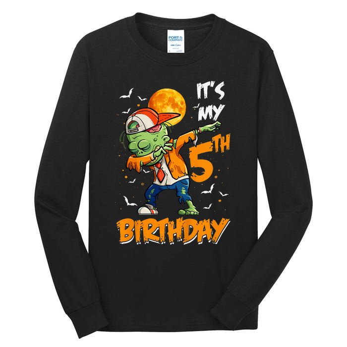 Its My 5th Birthday Dabbing Zombie Halloween Costume Tall Long Sleeve T-Shirt