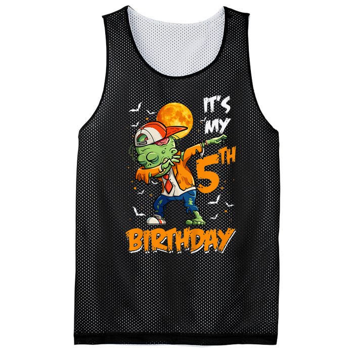 Its My 5th Birthday Dabbing Zombie Halloween Costume Mesh Reversible Basketball Jersey Tank