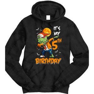 Its My 5th Birthday Dabbing Zombie Halloween Costume Tie Dye Hoodie