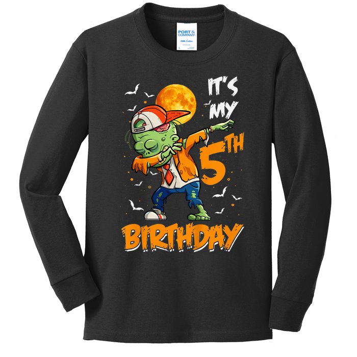 Its My 5th Birthday Dabbing Zombie Halloween Costume Kids Long Sleeve Shirt