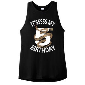 Its My 5th Birthday 5 Years Old Snake Boy And Girl Party Ladies PosiCharge Tri-Blend Wicking Tank