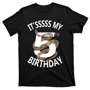 Its My 5th Birthday 5 Years Old Snake Boy And Girl Party T-Shirt