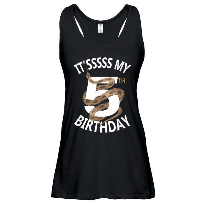 Its My 5th Birthday 5 Years Old Snake Boy And Girl Party Ladies Essential Flowy Tank