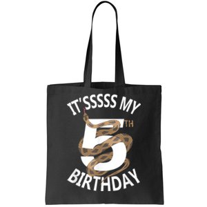 Its My 5th Birthday 5 Years Old Snake Boy And Girl Party Tote Bag