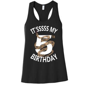 Its My 5th Birthday 5 Years Old Snake Boy And Girl Party Women's Racerback Tank