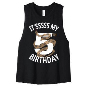 Its My 5th Birthday 5 Years Old Snake Boy And Girl Party Women's Racerback Cropped Tank