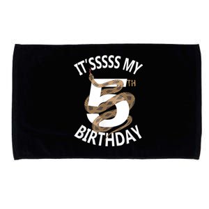 Its My 5th Birthday 5 Years Old Snake Boy And Girl Party Microfiber Hand Towel