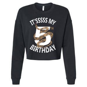 Its My 5th Birthday 5 Years Old Snake Boy And Girl Party Cropped Pullover Crew