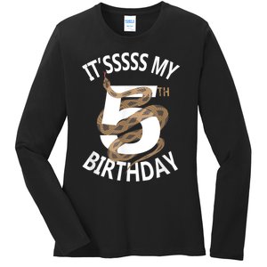 Its My 5th Birthday 5 Years Old Snake Boy And Girl Party Ladies Long Sleeve Shirt