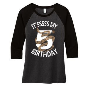 Its My 5th Birthday 5 Years Old Snake Boy And Girl Party Women's Tri-Blend 3/4-Sleeve Raglan Shirt