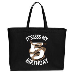 Its My 5th Birthday 5 Years Old Snake Boy And Girl Party Cotton Canvas Jumbo Tote