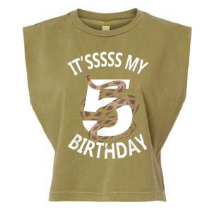 Its My 5th Birthday 5 Years Old Snake Boy And Girl Party Garment-Dyed Women's Muscle Tee