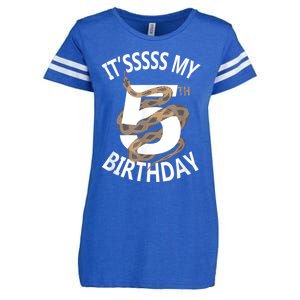 Its My 5th Birthday 5 Years Old Snake Boy And Girl Party Enza Ladies Jersey Football T-Shirt