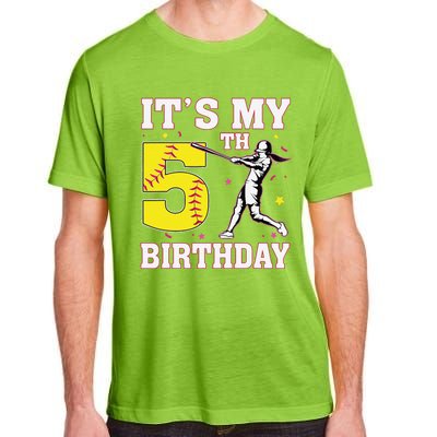 ItS My 5th Birthday Softball Player Girl 5 Years Old Adult ChromaSoft Performance T-Shirt