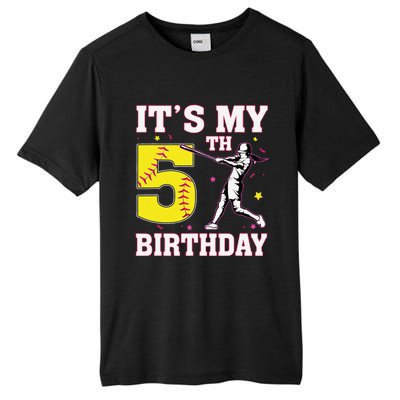 ItS My 5th Birthday Softball Player Girl 5 Years Old Tall Fusion ChromaSoft Performance T-Shirt