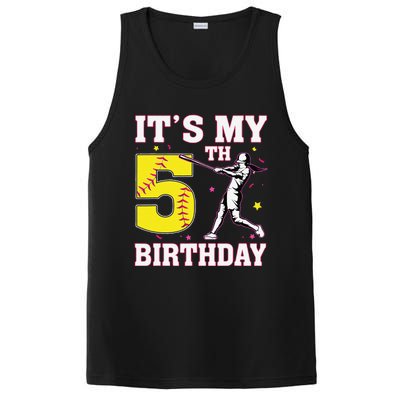 ItS My 5th Birthday Softball Player Girl 5 Years Old PosiCharge Competitor Tank