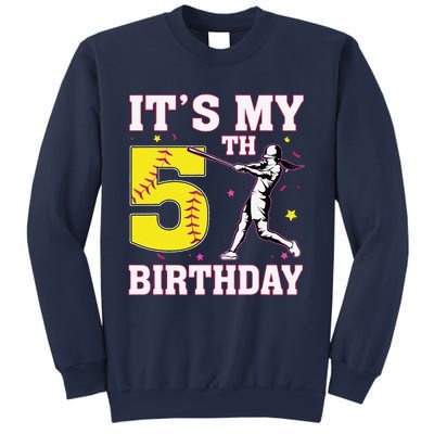 ItS My 5th Birthday Softball Player Girl 5 Years Old Sweatshirt