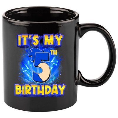 It's My 5th Birthday Hedgehog Birthday Boy 5 Years Old Kids 11oz C Handle Ceramic Mug