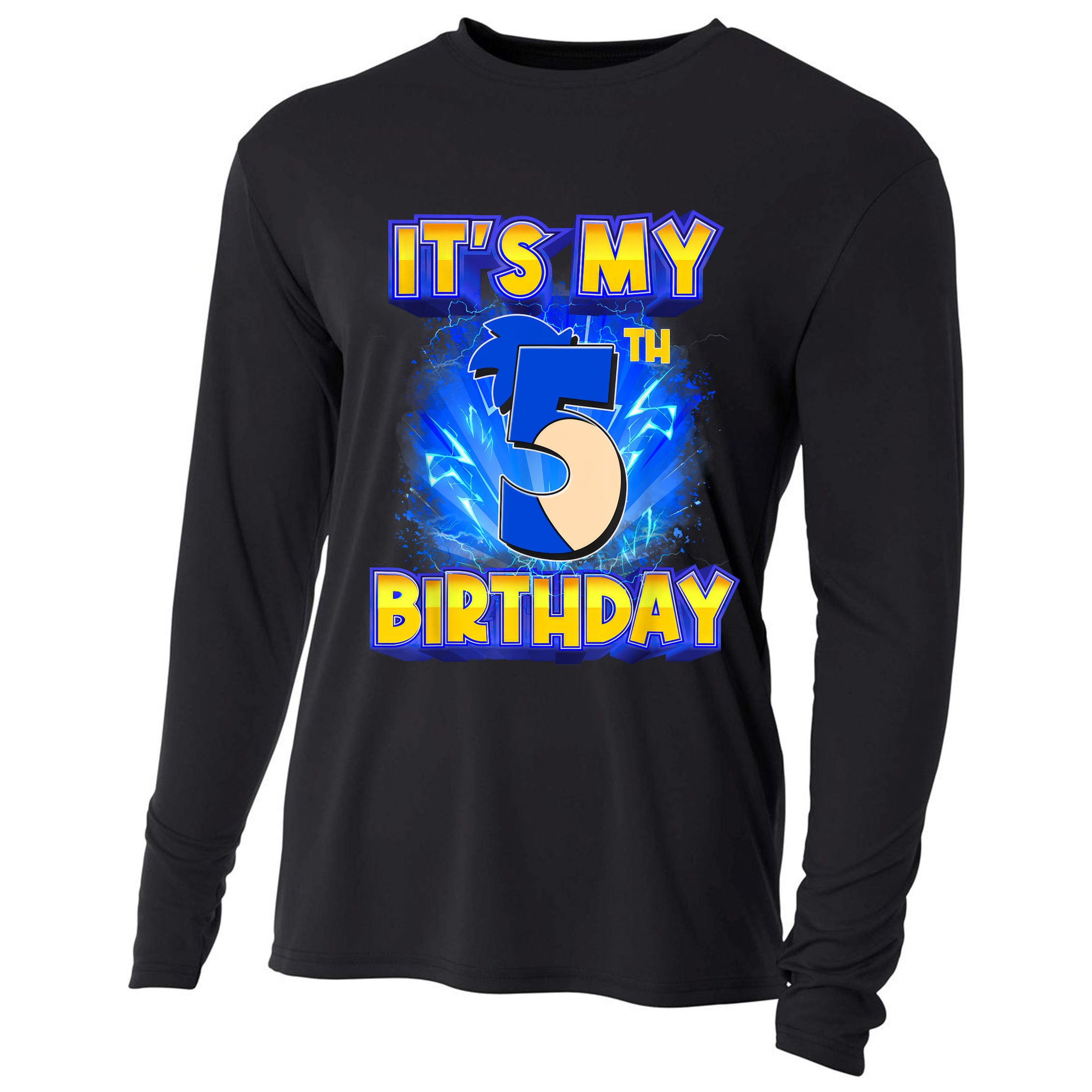 It's My 5th Birthday Hedgehog Birthday Boy 5 Years Old Kids Cooling Performance Long Sleeve Crew