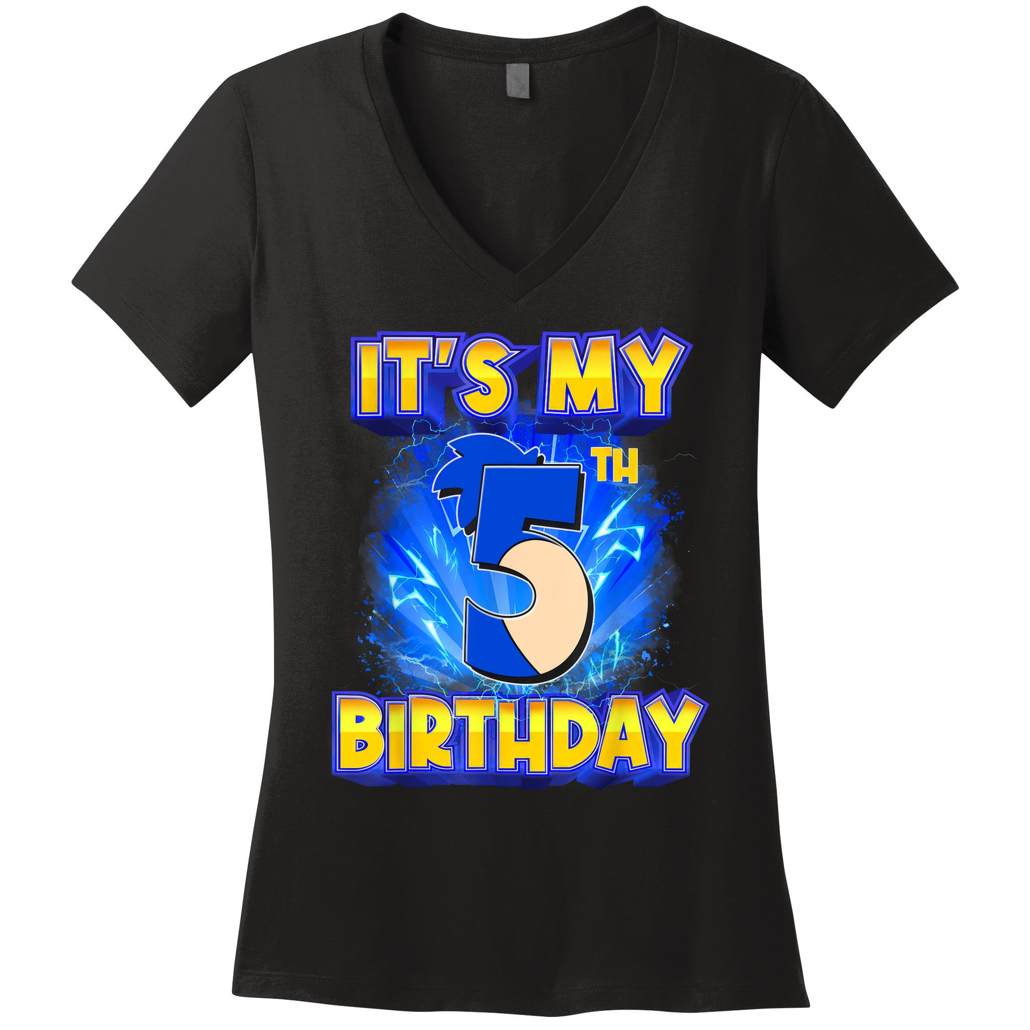 It's My 5th Birthday Hedgehog Birthday Boy 5 Years Old Kids Women's V-Neck T-Shirt