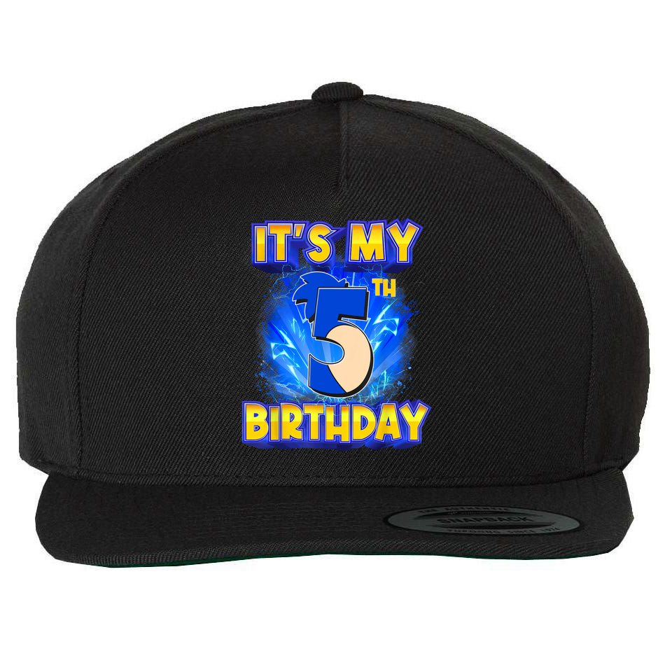 It's My 5th Birthday Hedgehog Birthday Boy 5 Years Old Kids Wool Snapback Cap