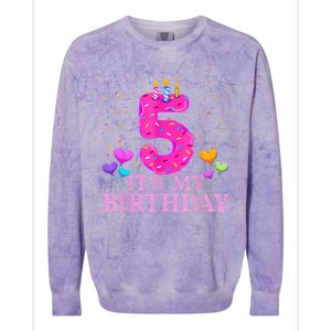 It's My 5th Birthday Sweet donut Happy 5 Year Old Colorblast Crewneck Sweatshirt