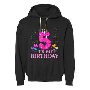 It's My 5th Birthday Sweet donut Happy 5 Year Old Garment-Dyed Fleece Hoodie