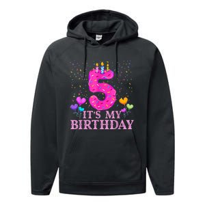 It's My 5th Birthday Sweet donut Happy 5 Year Old Performance Fleece Hoodie