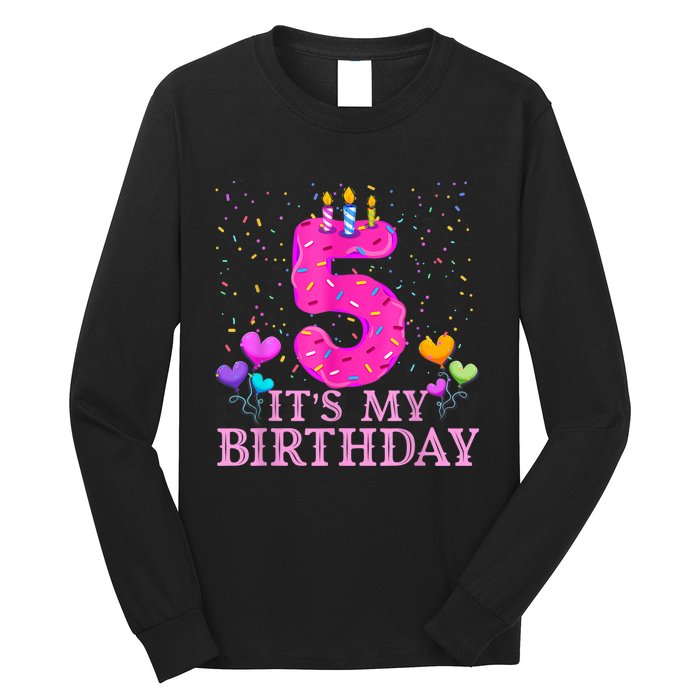 It's My 5th Birthday Sweet donut Happy 5 Year Old Long Sleeve Shirt