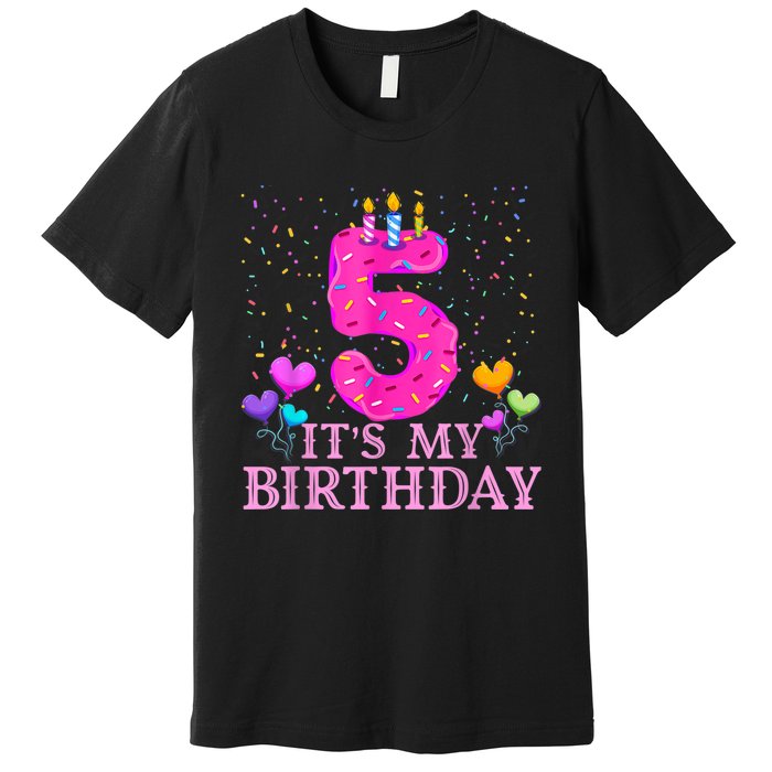 It's My 5th Birthday Sweet donut Happy 5 Year Old Premium T-Shirt