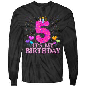 It's My 5th Birthday Sweet donut Happy 5 Year Old Tie-Dye Long Sleeve Shirt