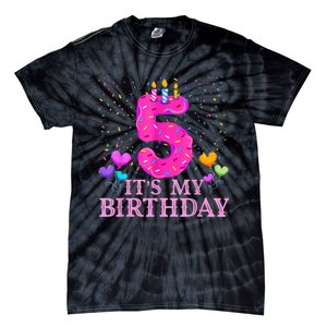 It's My 5th Birthday Sweet donut Happy 5 Year Old Tie-Dye T-Shirt