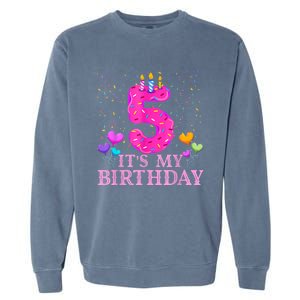 It's My 5th Birthday Sweet donut Happy 5 Year Old Garment-Dyed Sweatshirt