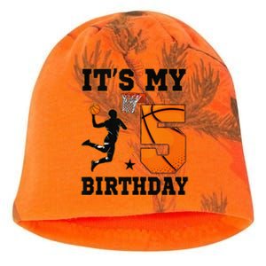 Its My 5th Birthdaybasketball 5 Years Old Kati - Camo Knit Beanie