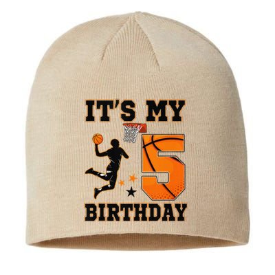 Its My 5th Birthdaybasketball 5 Years Old Sustainable Beanie