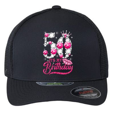 It's My 50th Birthday Queen 50 Years Old Shoes Crown Diamond Flexfit Unipanel Trucker Cap