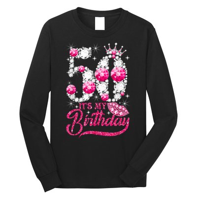 It's My 50th Birthday Queen 50 Years Old Shoes Crown Diamond Long Sleeve Shirt