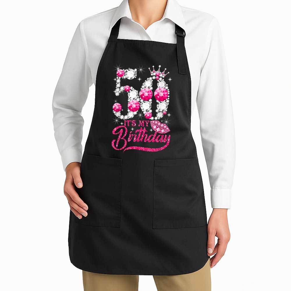It's My 50th Birthday Queen 50 Years Old Shoes Crown Diamond Apron