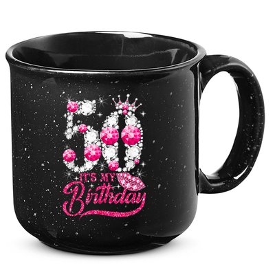 It's My 50th Birthday Queen 50 Years Old Shoes Crown Diamond 15oz Campfire Ceramic Mug